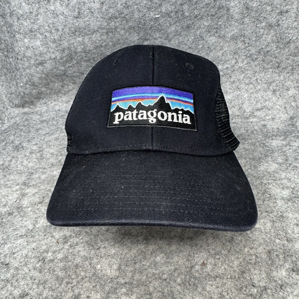 Patagonia Logo‎ Snapback Netpro Trucker Hat Black Adjustable Mesh Cap Outdoors